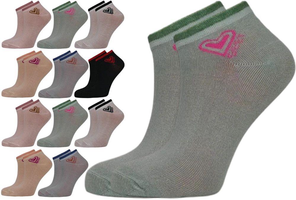 12 párů dívčích kotníkových ponožek se vzorem
