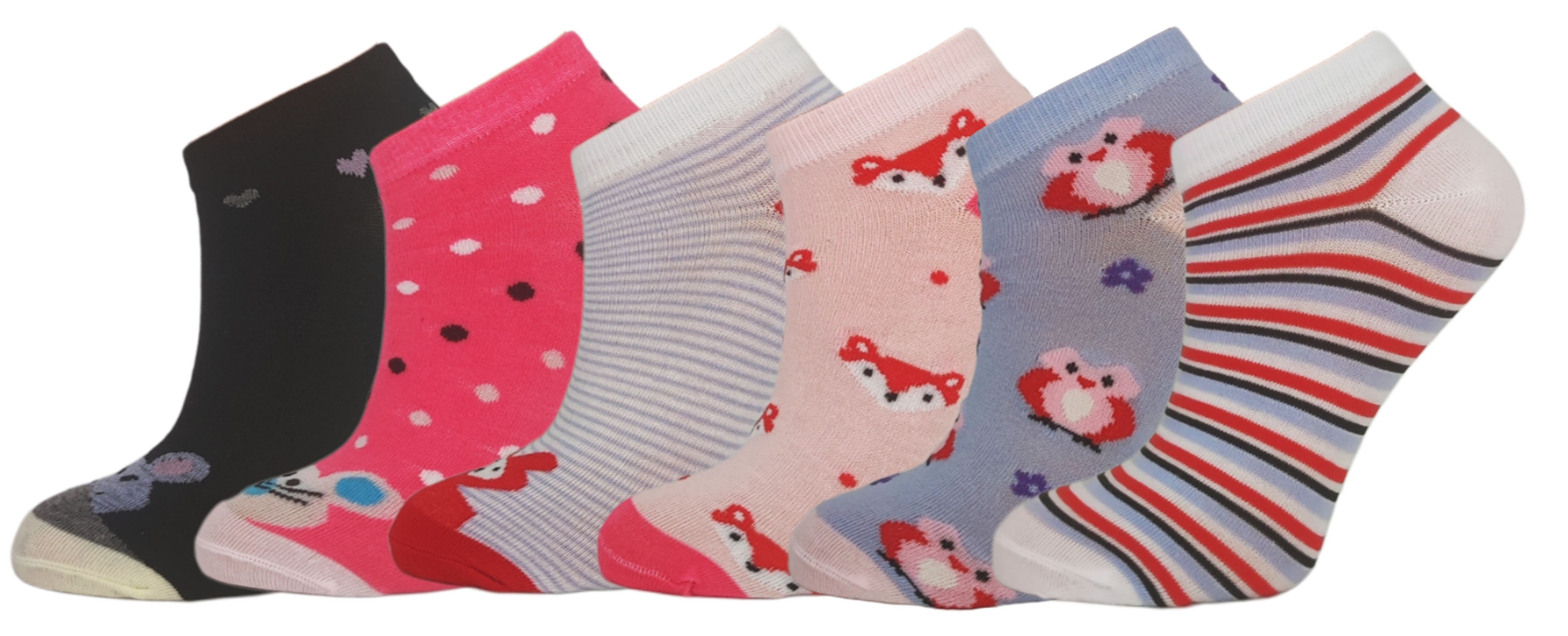 12 párů dívčích kotníkových ponožek se vzorem