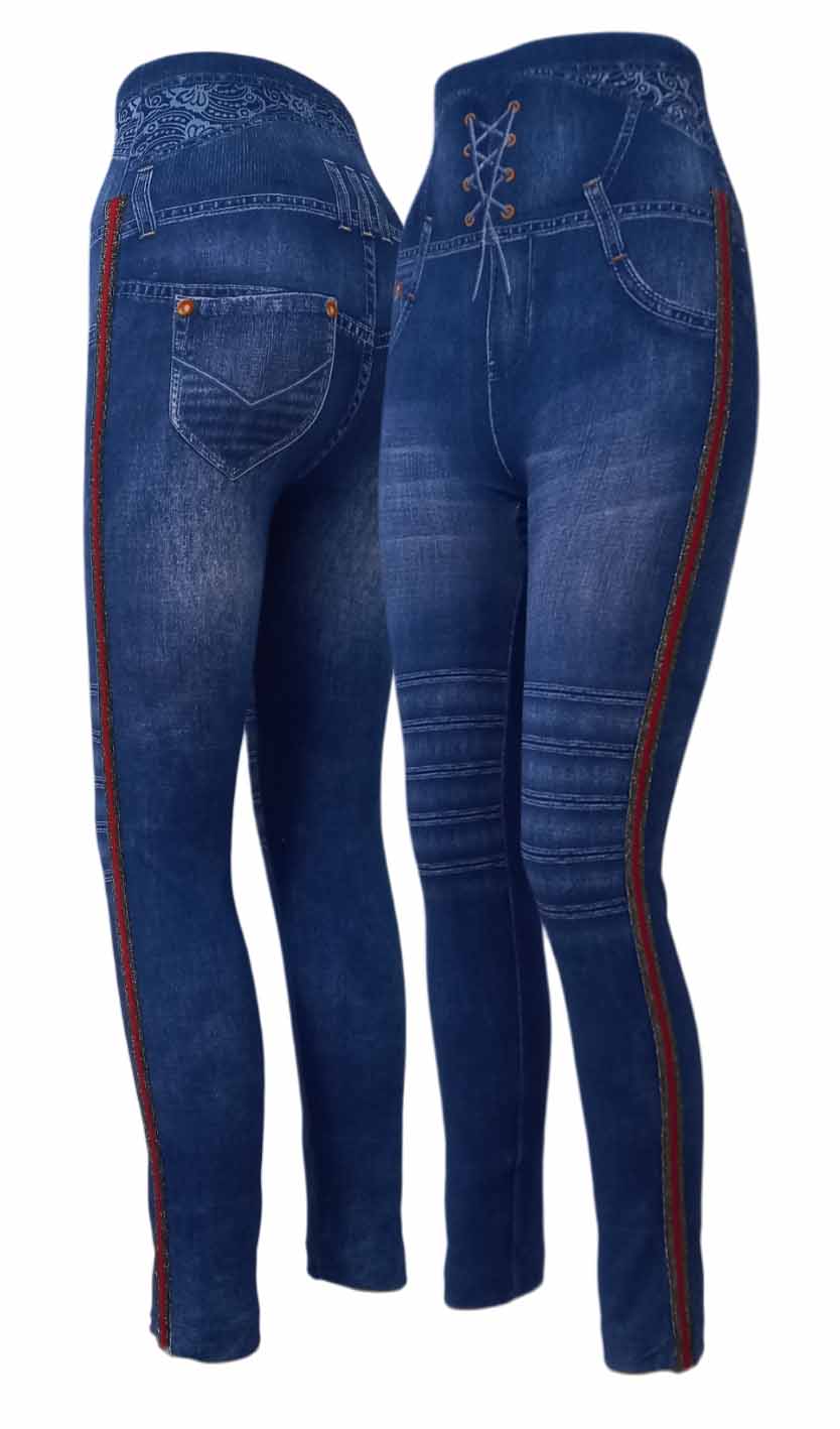 Modré džínové legíny s extra vysokým pasem