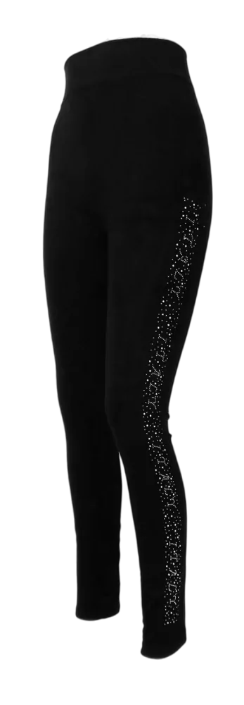Černé legíny s extra vysokým pasem zdobené kamínky