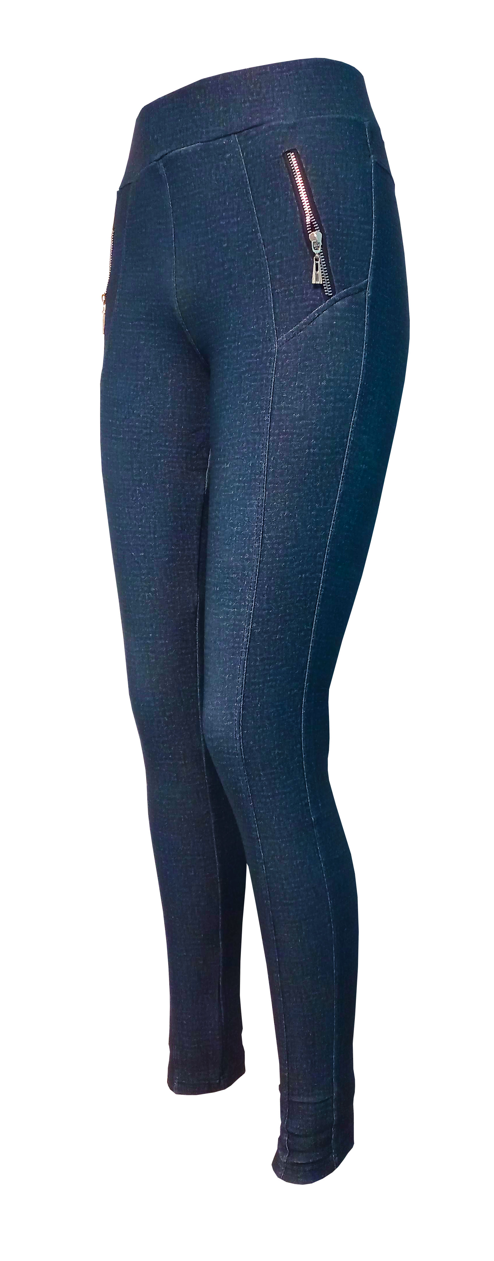 Modré zeštíhlující legíny s vysokým pasem