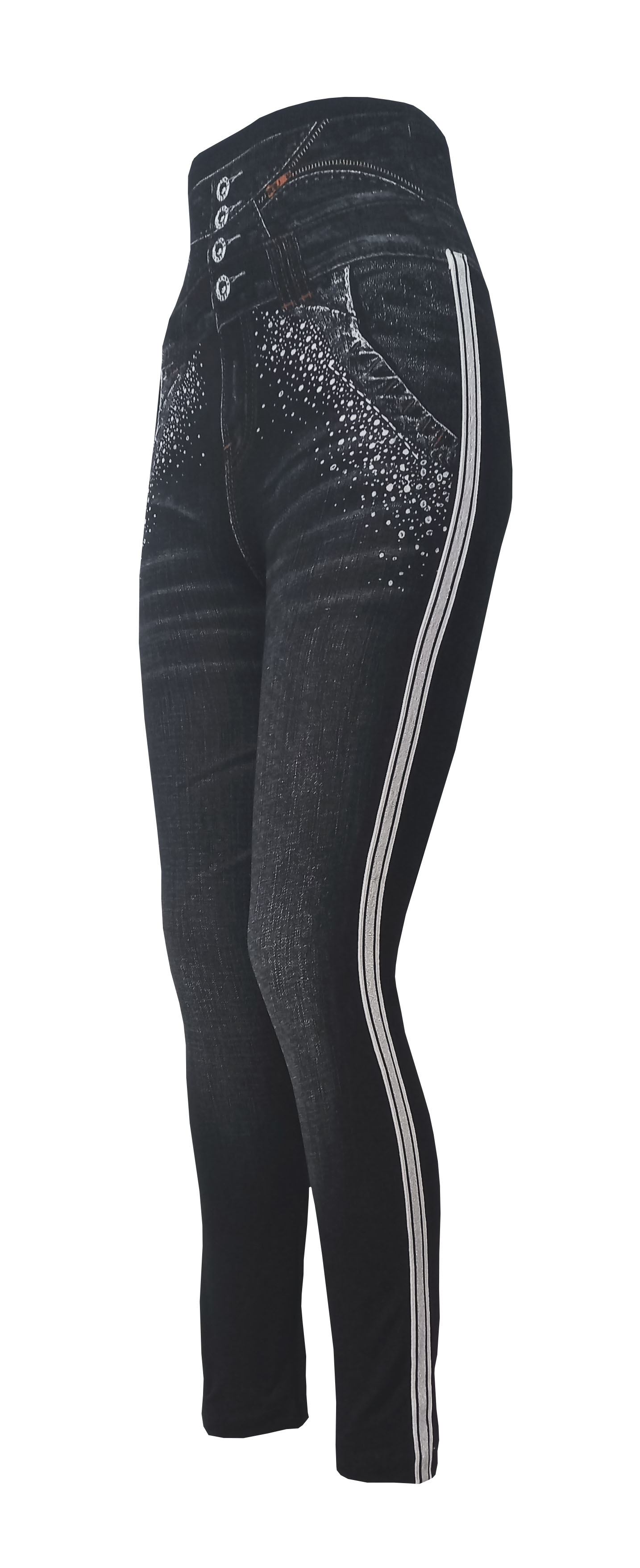 Černé džínové legíny s extra vysokým pasem