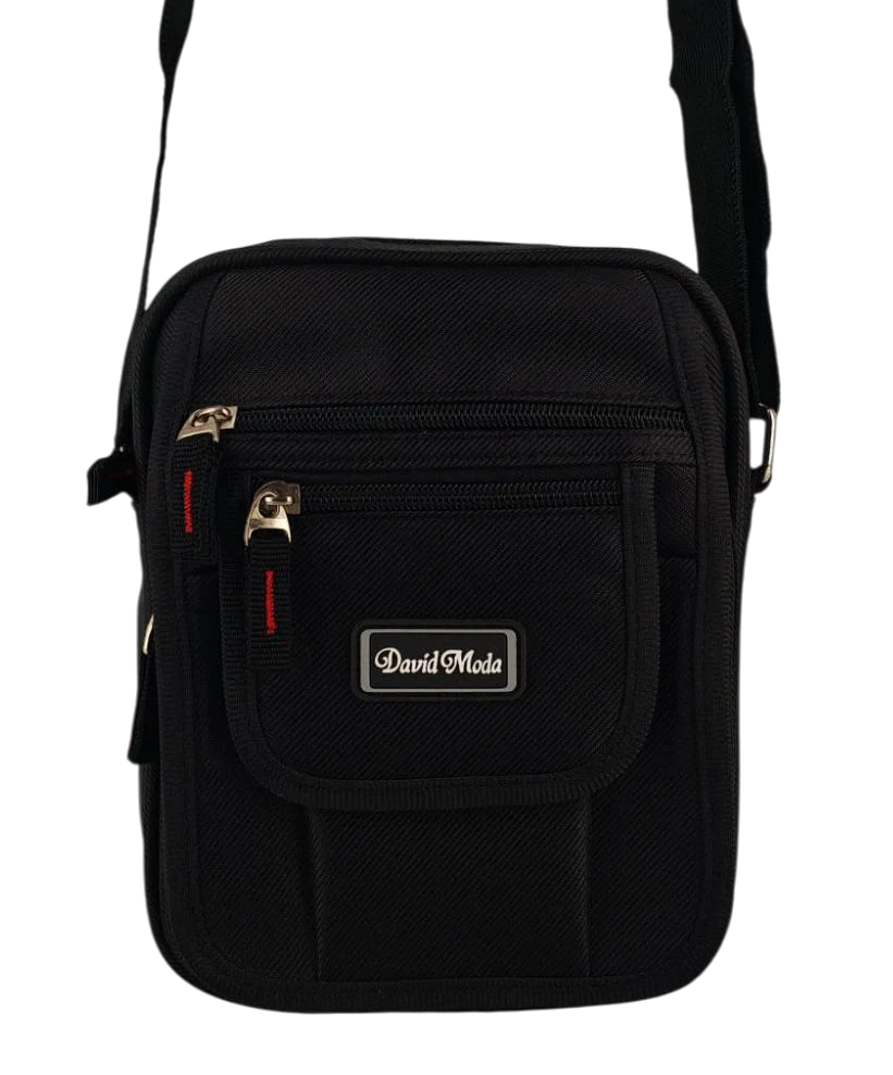 Pánská černá taška crossbody s klopou