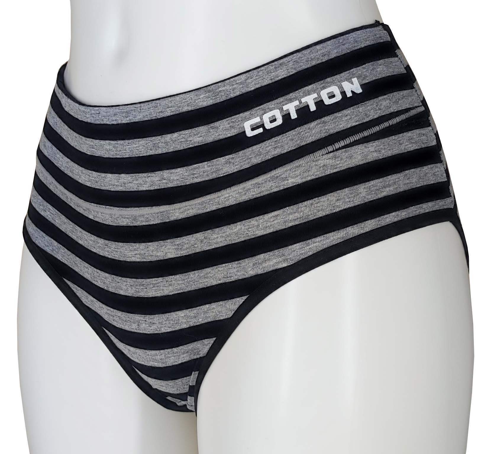 2ks dámských kalhotek s šedo-černým proužkem