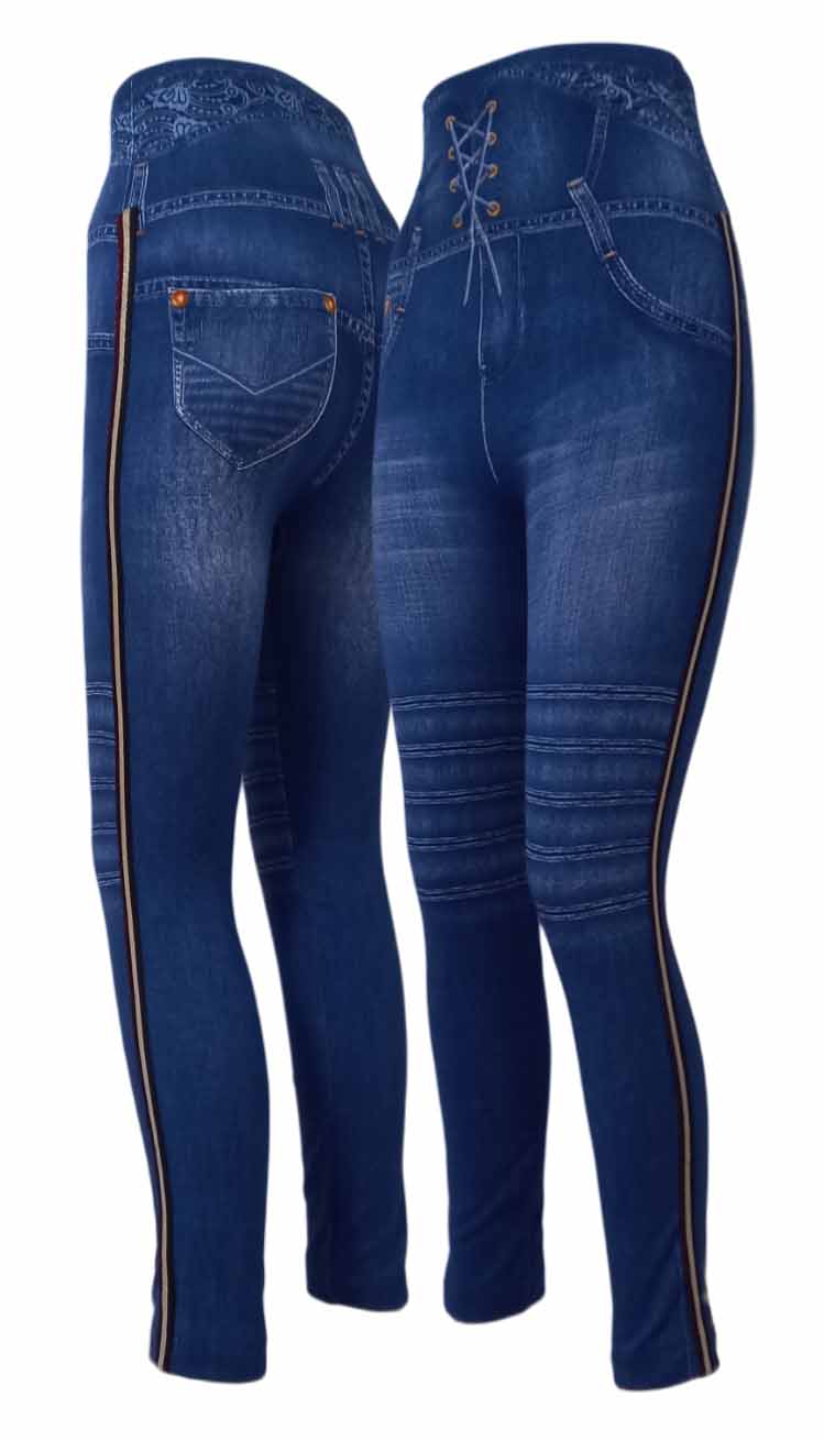 Modré džínové legíny s extra vysokým pasem