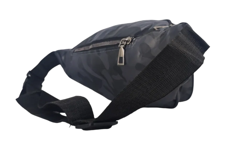 Pánská šedá ledvinka s kovovými zipy