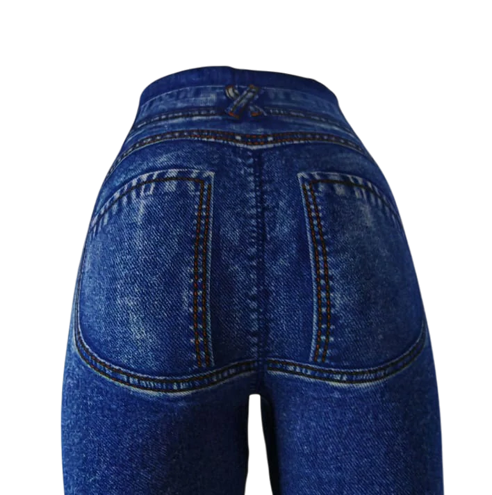 Modré džínové legíny s extra vysokým pasem s krystaly