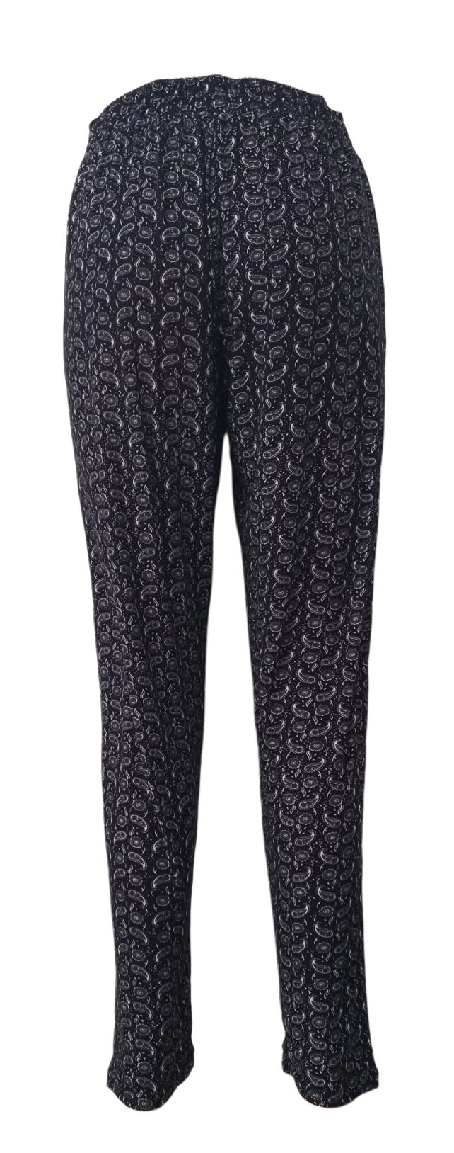 Černé kalhoty na gumu se vzorem