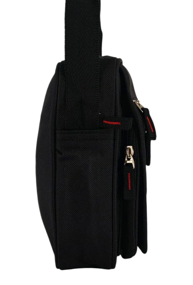 Pánská černá taška crossbody s klopou