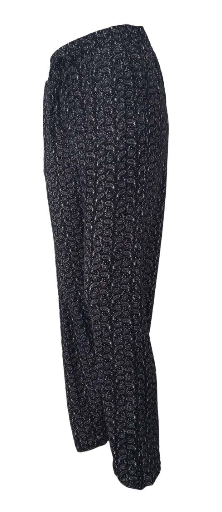 Černé kalhoty na gumu se vzorem