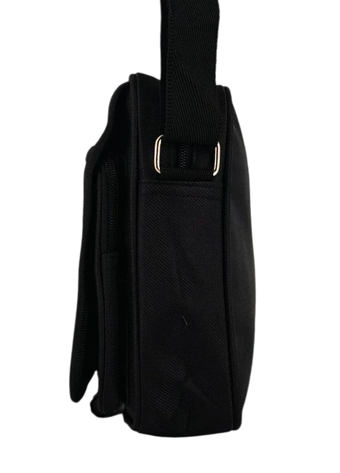 Pánská černá taška crossbody s klopou