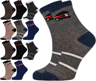 12 párů chlapeckých ponožek klasické délky se vzorem
